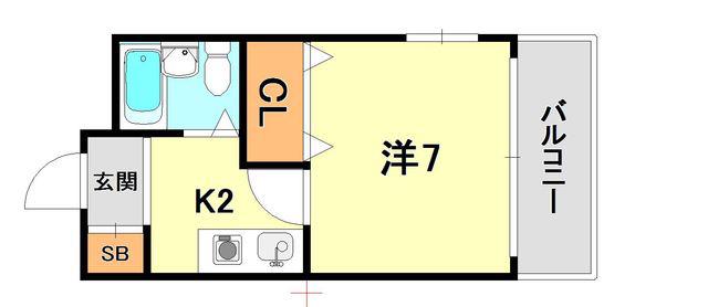 サンティクス湊川(1K/1階)の間取り写真