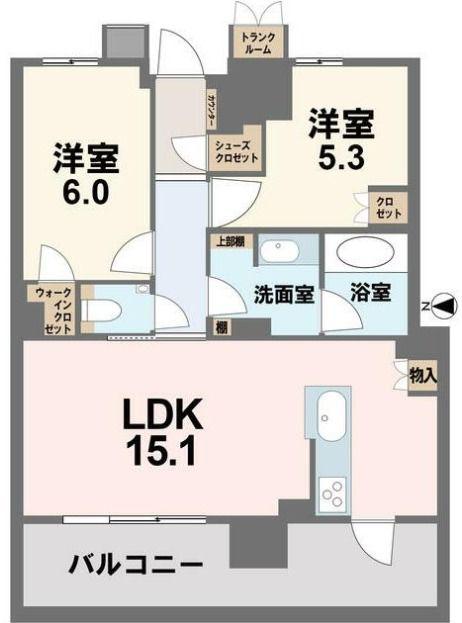 ブリリアタワー前橋(2LDK/23階)の間取り写真