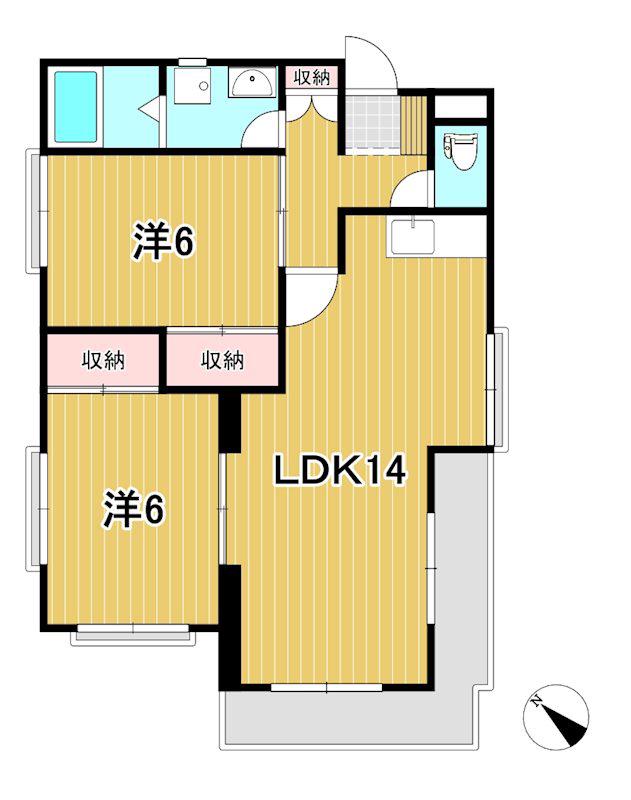 ラ・プリマヴェーラ C(2LDK/3階)の間取り写真