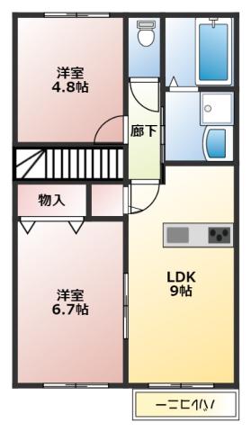 シェボンIII(2LDK/2階)の間取り写真