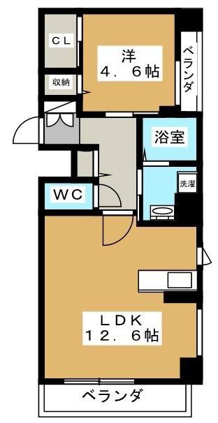 アベニューA(1LDK/2階)の間取り写真