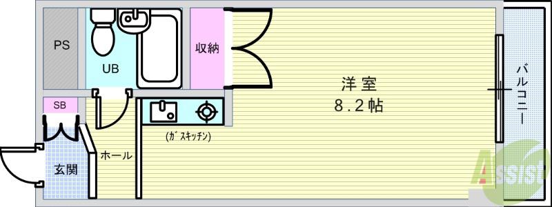 プライム蛍池(ワンルーム/2階)の間取り写真