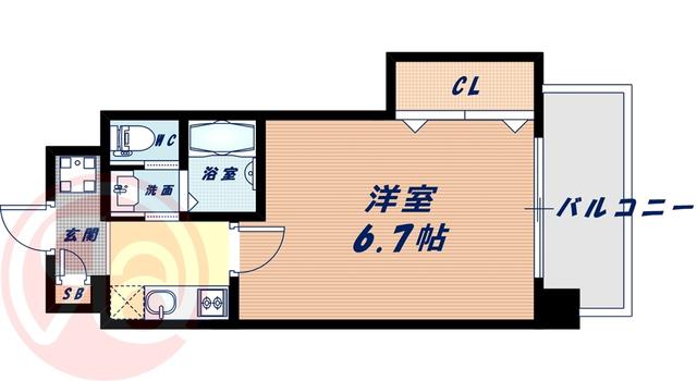 LUXEドーム前I(1K/7階)の間取り写真
