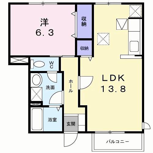 グレィス(1LDK/1階)の間取り写真