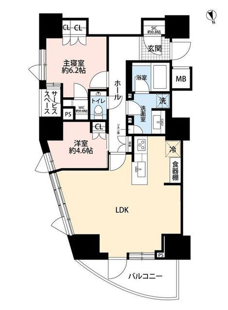 パークタワー東中野グランドエア(2LDK/12階)の間取り写真