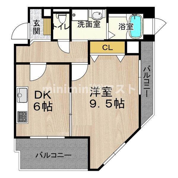 CITY SPIRE難波サウスタワー(1DK/5階)の間取り写真