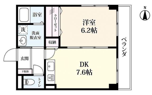 シンフォニィ駅前中央(1DK/6階)の間取り写真