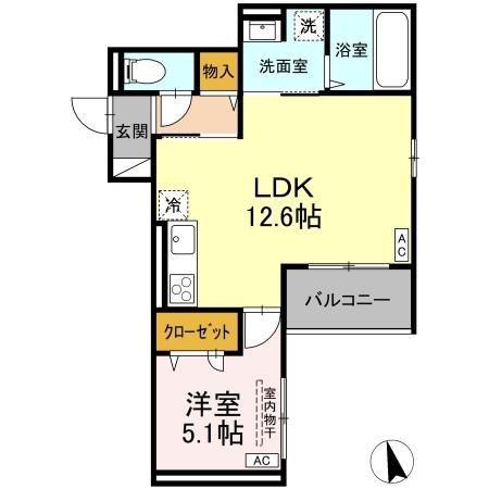 フタバテラス(1LDK/2階)の間取り写真
