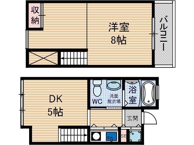 オークグランド(1DK/2階)の間取り写真
