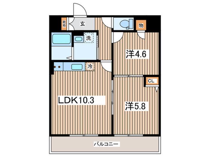 マリンハイツV-2(2LDK/1階)の間取り写真