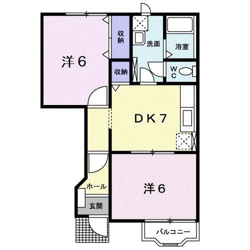 セーナドルチェA(2DK/1階)の間取り写真