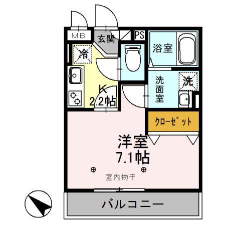 シャルマン(1K/2階)の間取り写真
