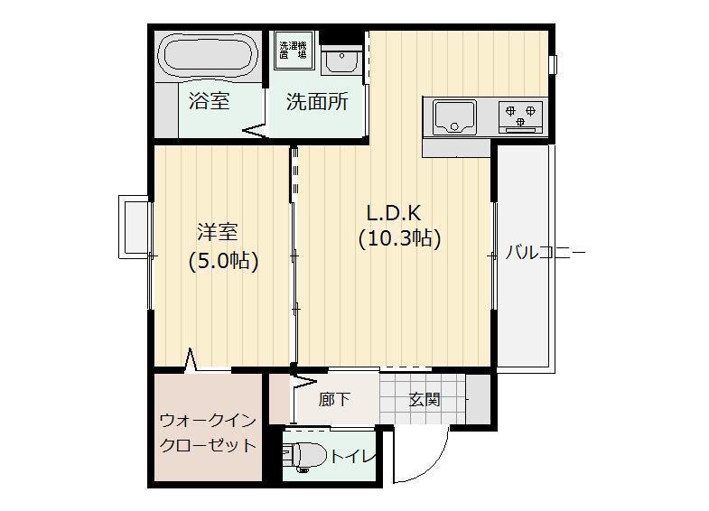 RIAN伊福町(1LDK/2階)の間取り写真
