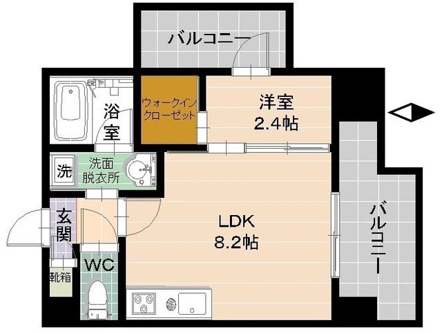 クロロ ザ グランド リバー(1LDK/8階)の間取り写真