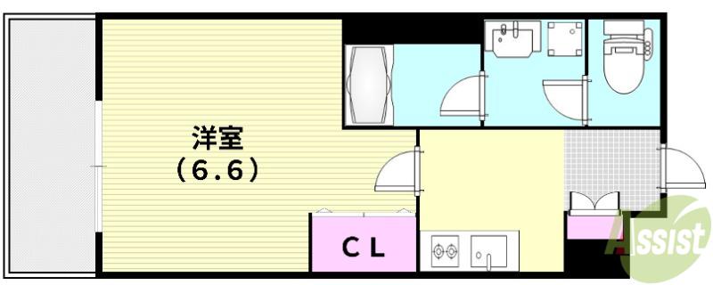 ウェルスクエア池田井口堂(1K/1階)の間取り写真