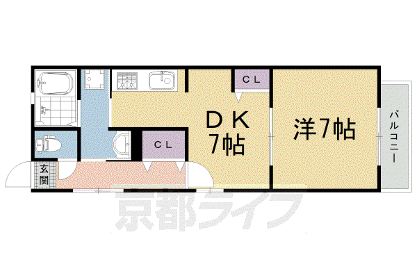 セピアコート円町(1K/2階)の間取り写真