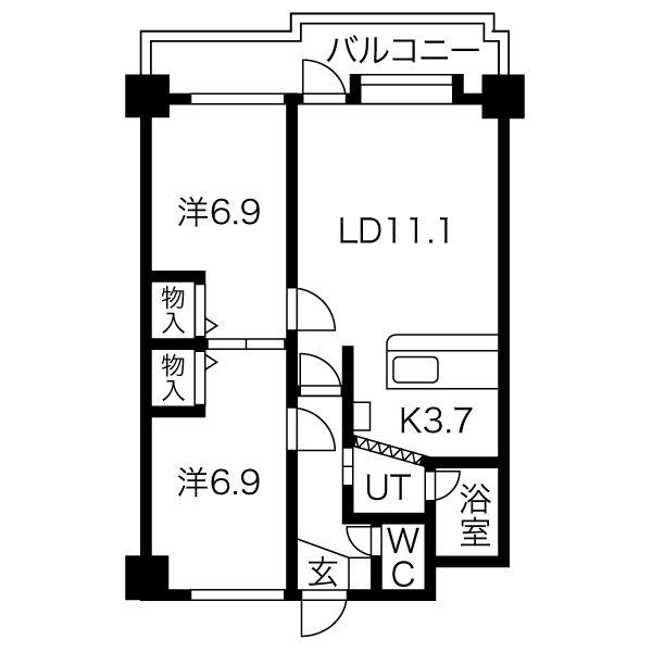 ハイツサン(2LDK/5階)の間取り写真