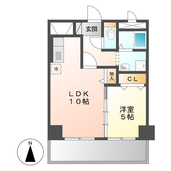 KIRAKUマンション(1LDK/2階)の間取り写真