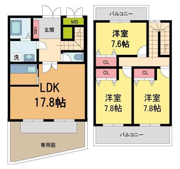 月見ガ丘テラス(3LDK/1階)の間取り写真