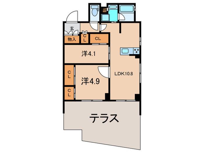 BRILLIA IST 洗足池の杜(2LDK/1階)の間取り写真