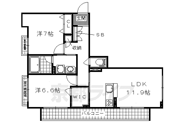 シャーメゾン シェーナ(2LDK/3階)の間取り写真