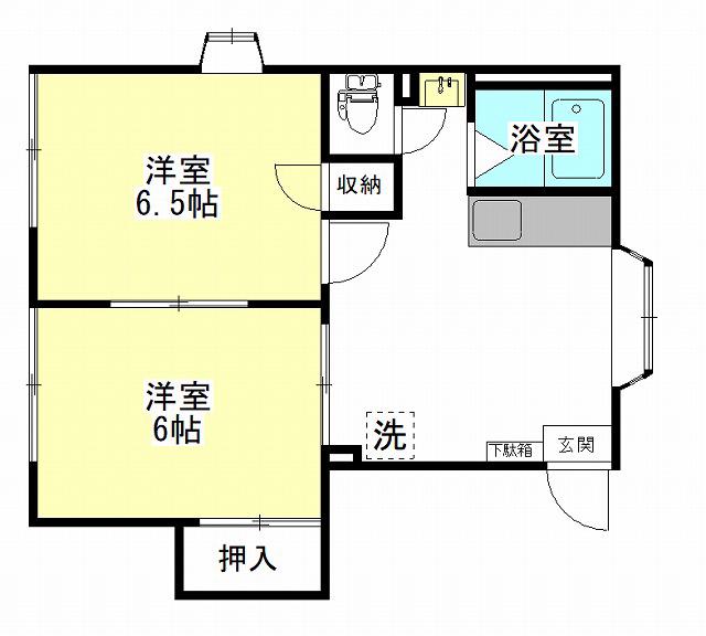 コーポ桜井B(2DK/2階)の間取り写真