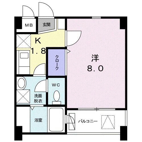 ミュアフィールド(1K/3階)の間取り写真