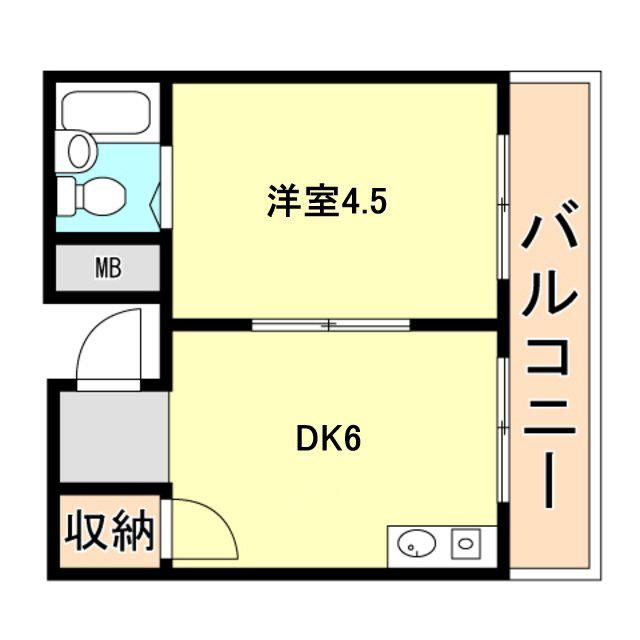 パレスヒラノ(1DK/3階)の間取り写真