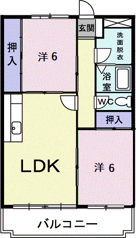 ハイブリッヂA(2LDK/3階)の間取り写真