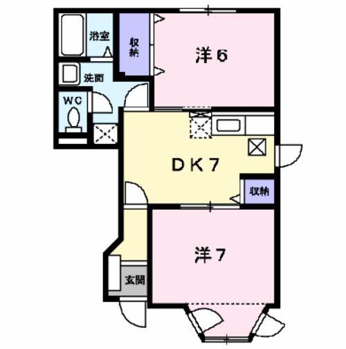 ハピネスC(2DK/1階)の間取り写真