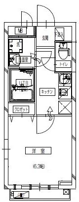 ONES STAGE浦和仲町4丁目(1K/3階)の間取り写真