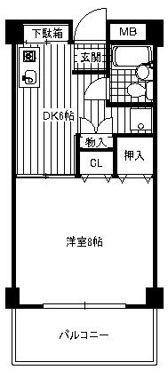 フェアリー小平(1DK/3階)の間取り写真