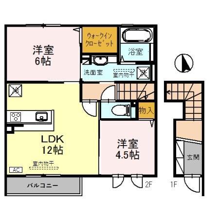 布水の里 B(2LDK/2階)の間取り写真