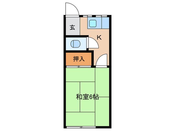 森アパート(1K/2階)の間取り写真