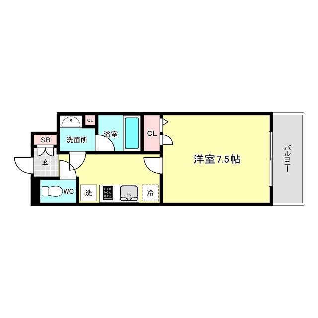 LA DOUCEUR九条(1K/2階)の間取り写真