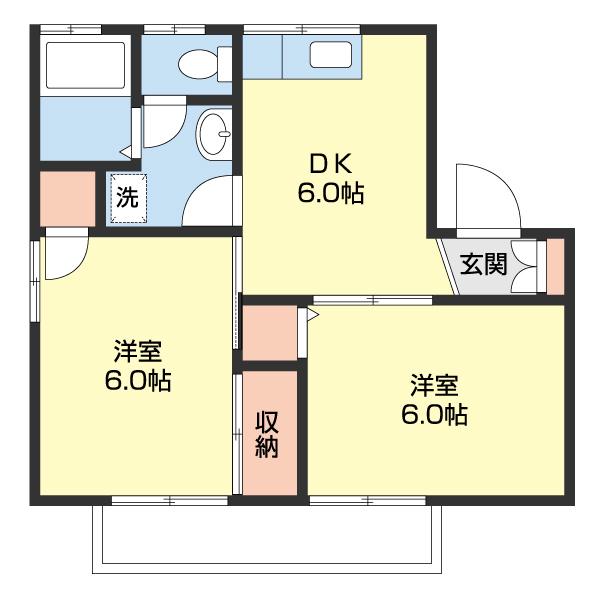 プレジール貴志II(2DK/1階)の間取り写真