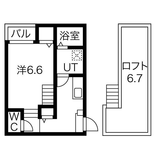 グランスイート(1K/2階)の間取り写真