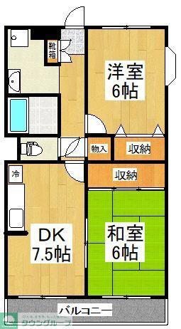 グリーンヒルズA棟(2DK/2階)の間取り写真