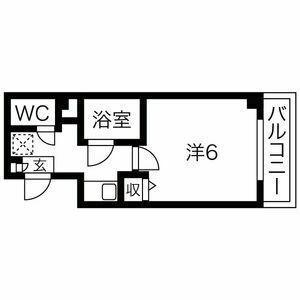 ヴィレッジリバー千日前(1K/4階)の間取り写真