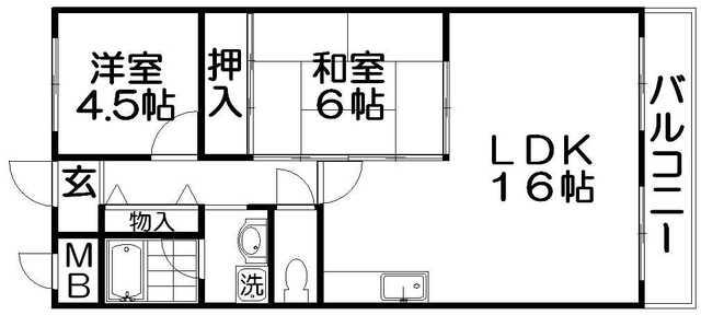 香里プラザII(2LDK/4階)の間取り写真