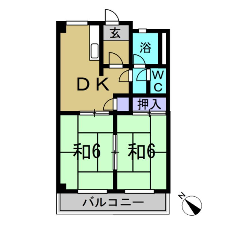 メゾン横須賀(2DK/4階)の間取り写真