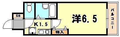 エスリード三宮フラワーロード(1K/13階)の間取り写真