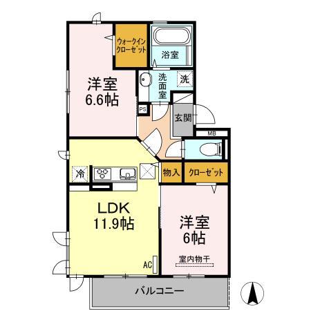 グランテラス東佐賀(2LDK/2階)の間取り写真