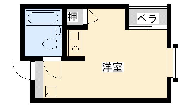 パークプレイス鳴尾(ワンルーム/4階)の間取り写真
