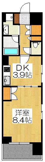 ベラジオ五条堀川(1K/6階)の間取り写真