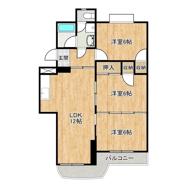 与一第二マンション(3LDK/1階)の間取り写真