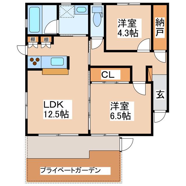 ナトゥーア富士見 II(2SLDK/1階)の間取り写真