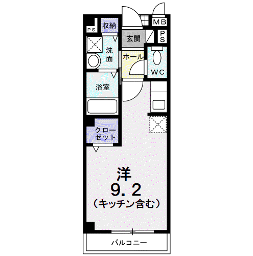 ヴィヴレII(1K/1階)の間取り写真