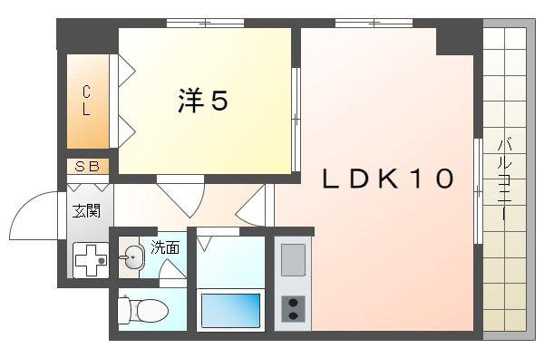 Mプラザ香里一番館(1LDK/5階)の間取り写真