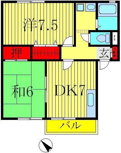 クレール新柏(2DK/1階)の間取り写真